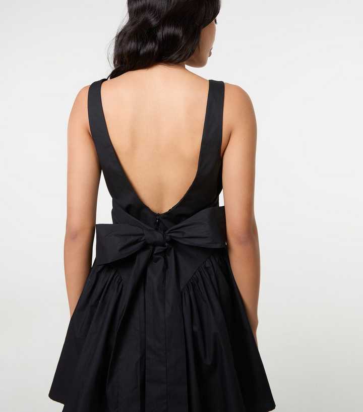 open lace back dress Ezabutus Elegant Pearl Trim Bow Back Mini Dress  Available in Pink, B