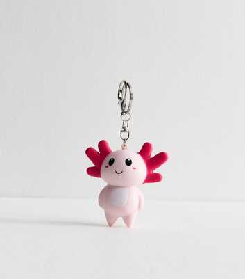 Pink Smiling Axolotl Keyring