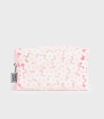 Skinnydip Daisy Pink Print Clear Makeup Bag 