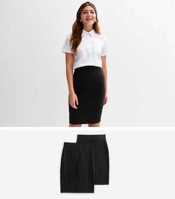 Girls Pack Of 2 Black Pencil Skirts