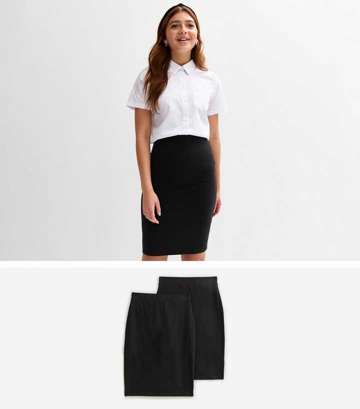 Girls Pack Of 2 Black Pencil Skirts