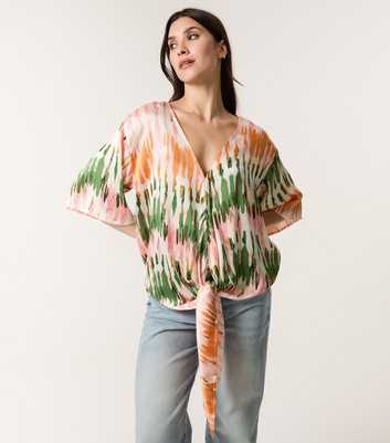 Blue Vanilla Multicolour Abstract Print Satin Blouse