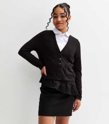 Girls Black Knit School Cardigan