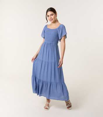 Blue Vanilla Blue Shirred Tiered Maxi Dress