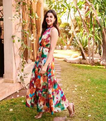 Blue Vanilla Multicolour Halter Neck Dress