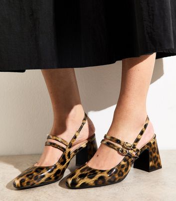 Brown Leopard Print Block Heel Mary Jane Shoes New Look