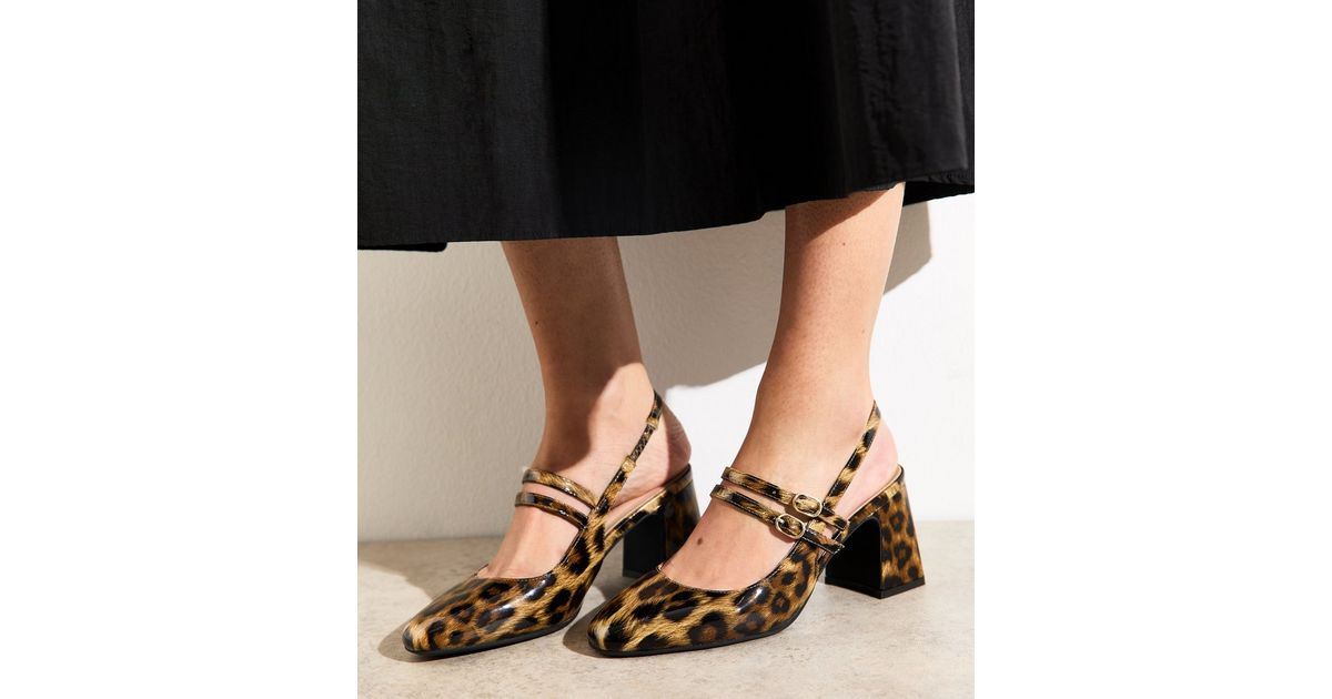 Brown Leopard Print Block Heel Mary Jane Shoes New Look