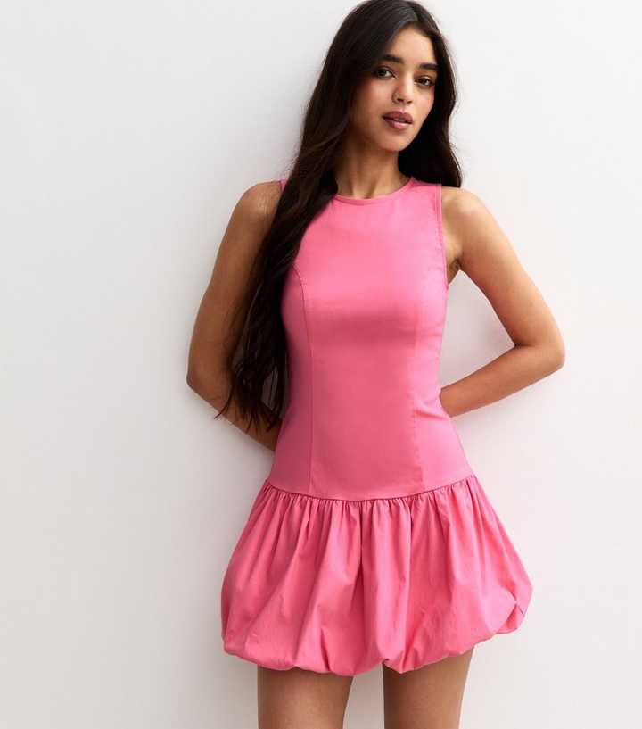 Pink Sleeveless Puffball Micro Mini Dress