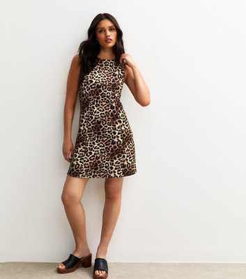 Brown Leopard Print Micro Mini Shift Dress