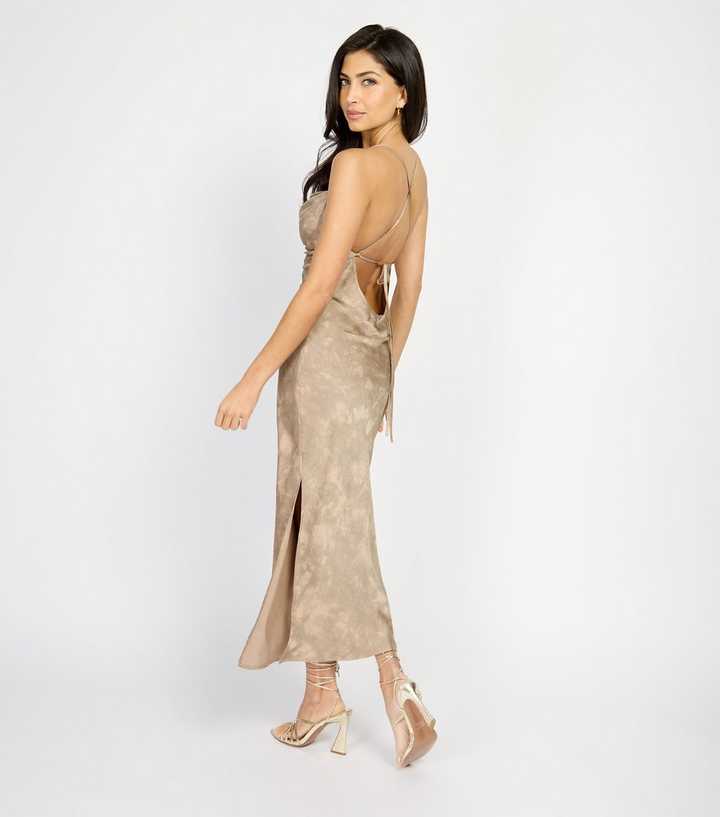 knee length dresses for ladies Melody Chain Strap Satin Midi Dress • Shop American Threads Women's Trendy Online Boutique Pink / M main image 0