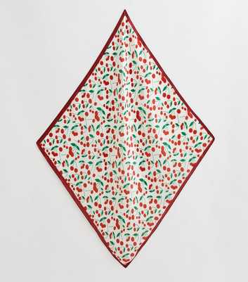 Red Cherry Print Satin Scarf