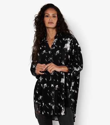 Apricot Black Paint Print Oversized Tunic