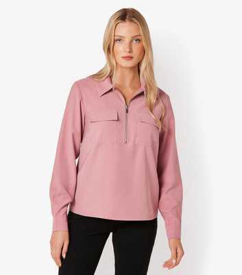 Apricot Pink Zip Detail Cargo Top