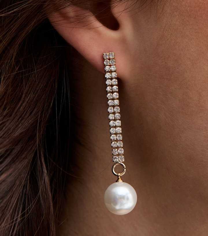 Gold Tone Diamante Tassel Earrings