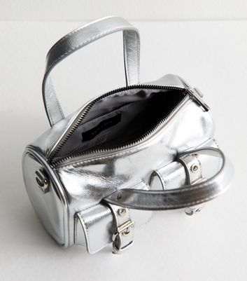 Silver Metallic Double Pocket Crossbody Bag | New Look