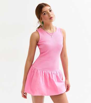 Girls Pink Puff Ball Racer Back Dress
