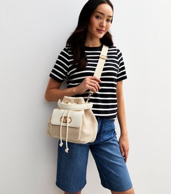 ショルダーバッグ・ポシェット JILLSTUART [New Paper] Ivory Canvas Bucket Bag M MAXI CANVAS BUCKET BAG - Ecru | ZARA Spain