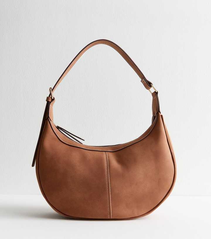 Light Brown Suedette Scoop Shoulder Bag