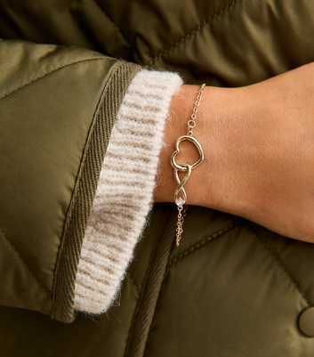 Gold Tone Heart Infinity Interlinked Bracelet
