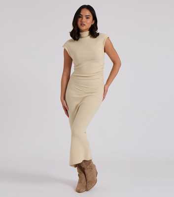 Urban Bliss Cream Roll Neck Midi Dress