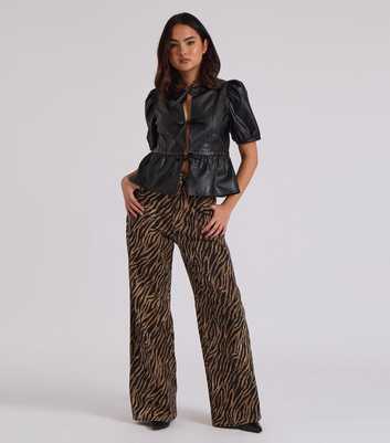 Urban Bliss Brown Zebra Print Wide Leg Jeans