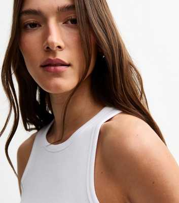 White Ribbed Racer Vest