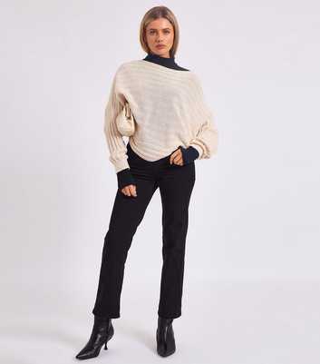 Gini London Cream Knit Batwing Sleeve Jumper 