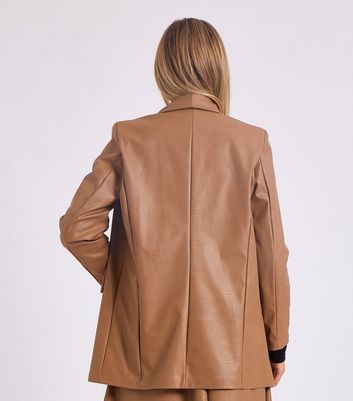 camel leather blazer