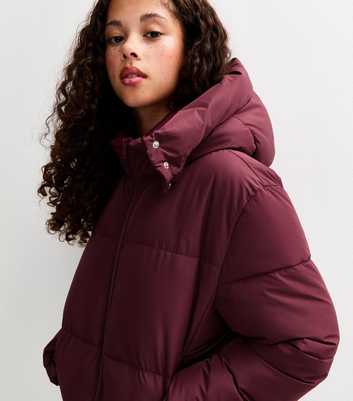 Girls Burgundy Oversized Padded Jacket