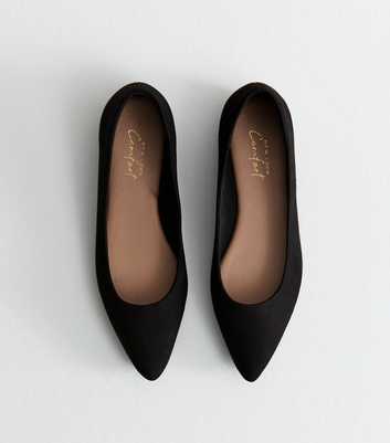 Black Faux Suede Ballerina Flats