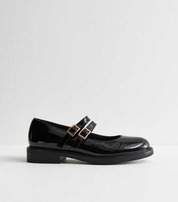 Black Patent Faux Leather Mary Jane Shoes