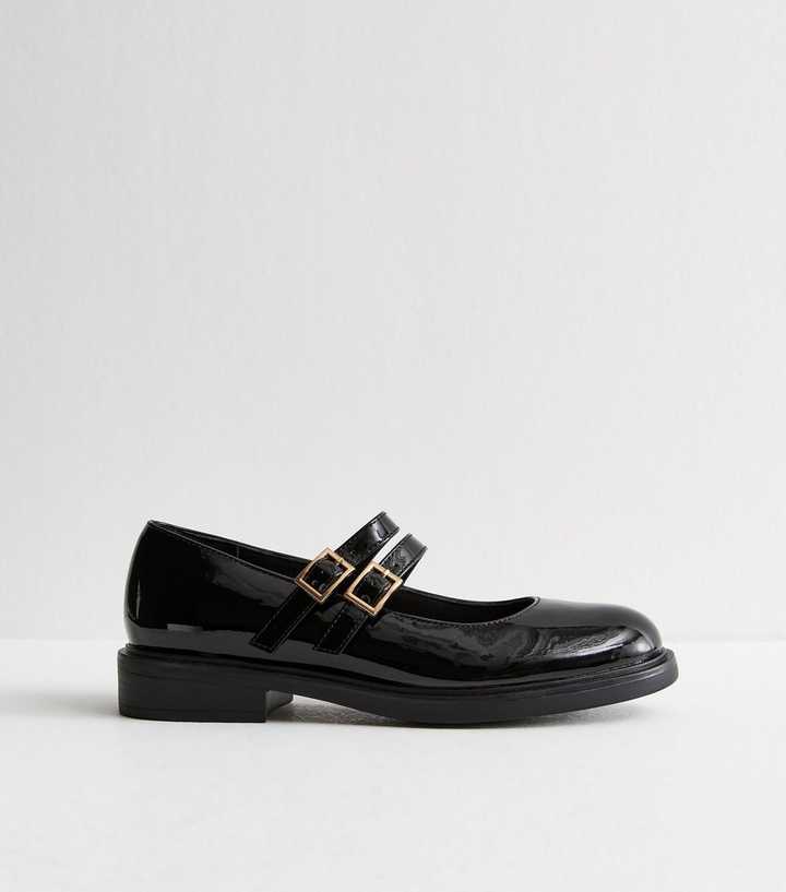 Black Patent Faux Leather Mary Jane Shoes