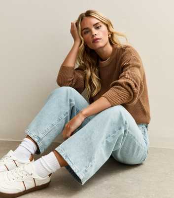 Petite Light Blue Adalae High Waist Wide Leg Jeans