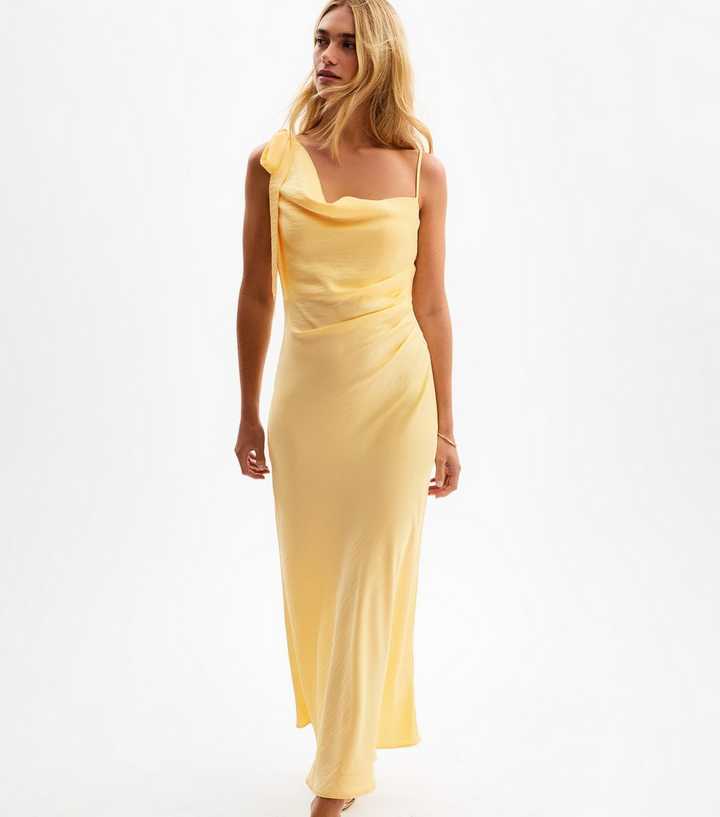 Yellow One Shoulder Midi Dress