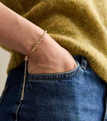 Gold Tone Rope Chain Toggle Bracelet