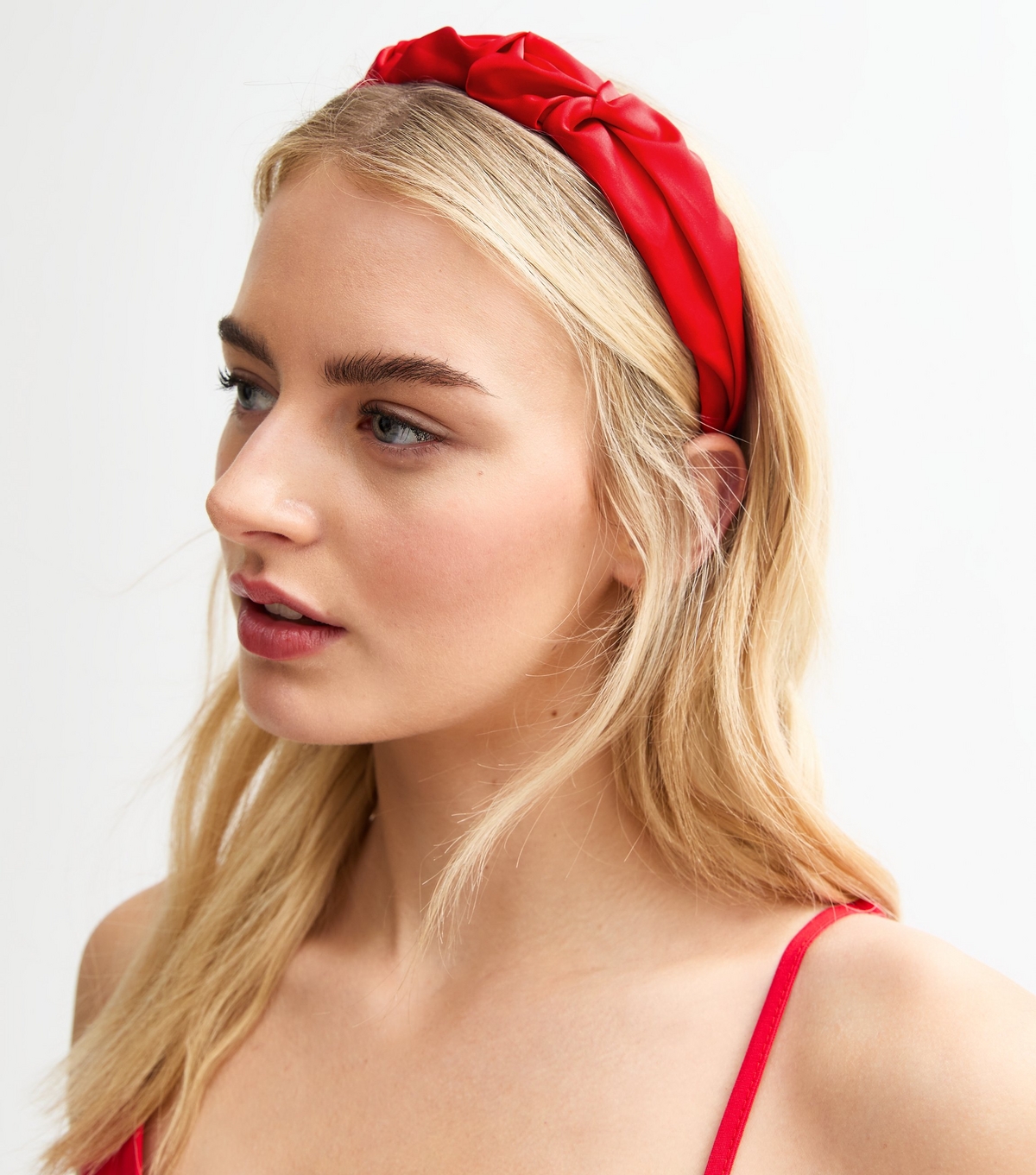 Red Satin Ruffle Headband New Look