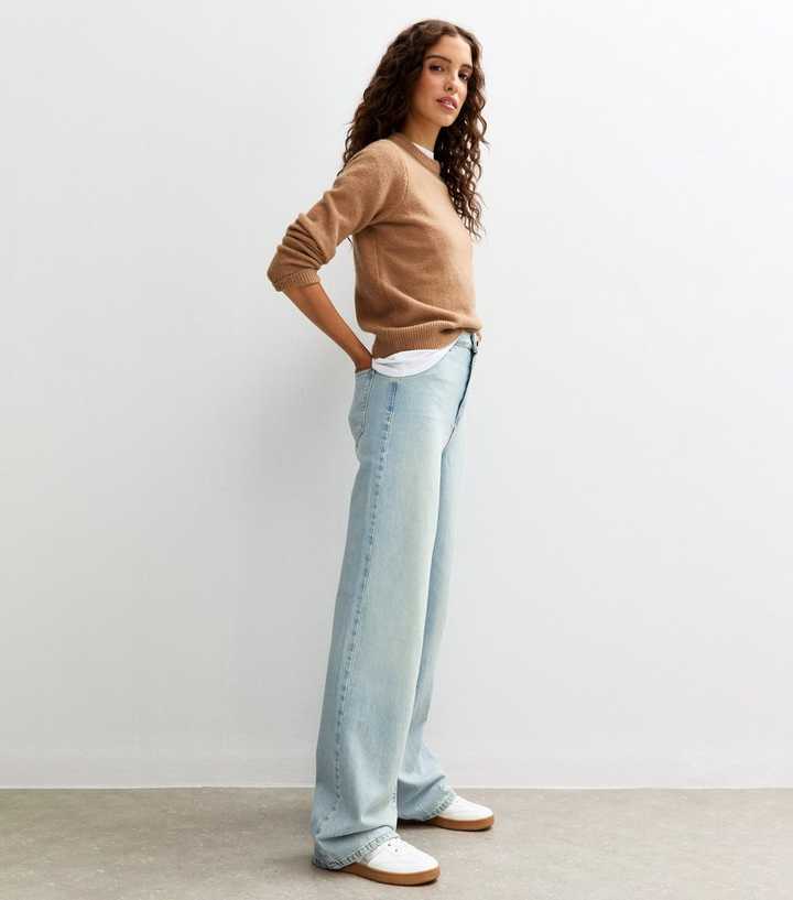 Tall Light Blue Adalae High Waist Wide Leg Jeans New Look
