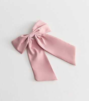 Pink Satin Bow Hair Clip