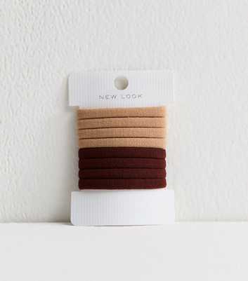 Brown and Beige Pack of 8 Towelling Hair Bands