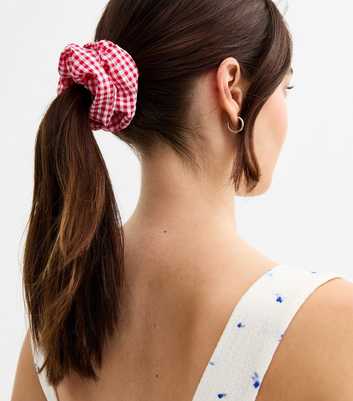 Red Gingham Check Scrunchie 