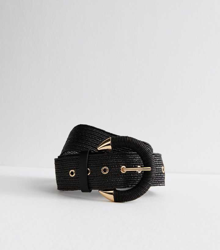 Black Raffia Look Belt