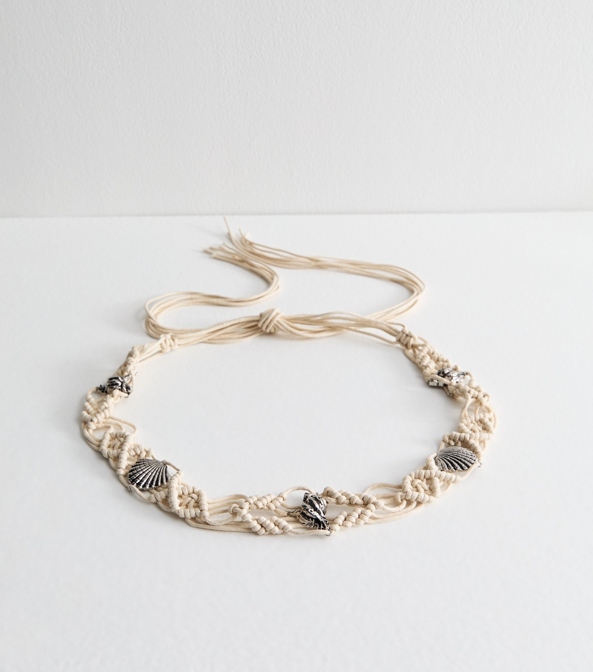 Cream Crochet Shell Charm Belt New Look