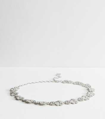 Silver Tone Flower Chain Link Belt