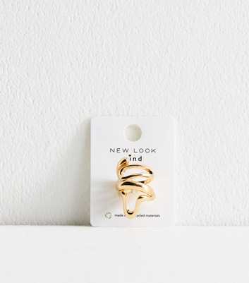 Gold Tone Pack of 3 Chunky Swirl Wrap Rings