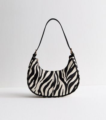 Black Faux Leather Zebra Print Small Shoulder Bag | New Look