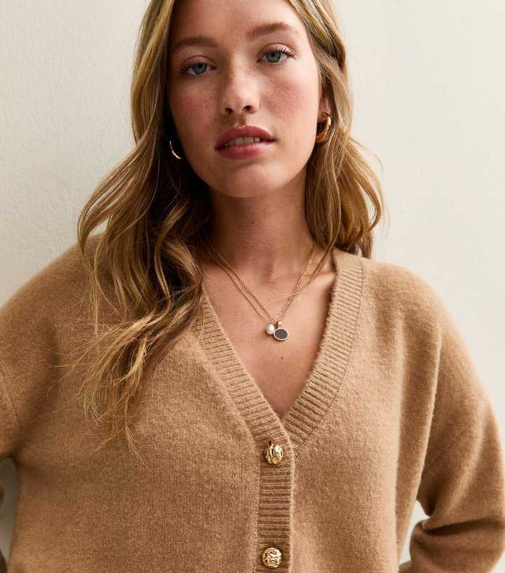 Camel Oversized Boyfriend Cardigan