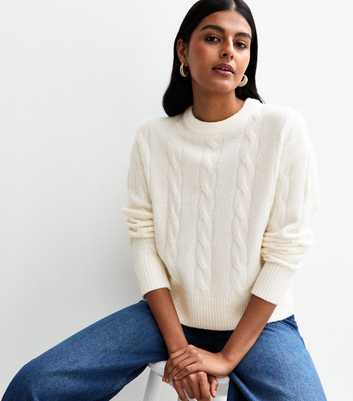 Cream Cable Knit Crew Neck Jumper
