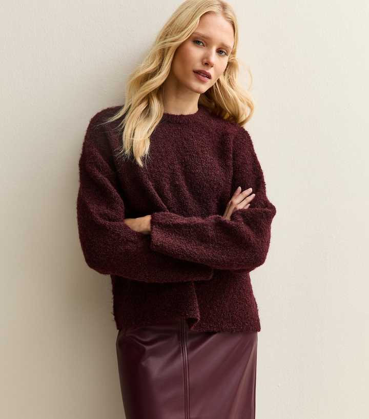 Dark Burgundy Boucle Knit Jumper