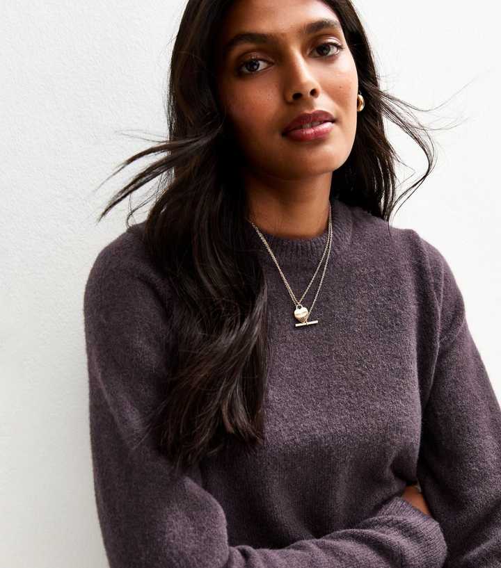 Purple Crew Neck Knit Jumper