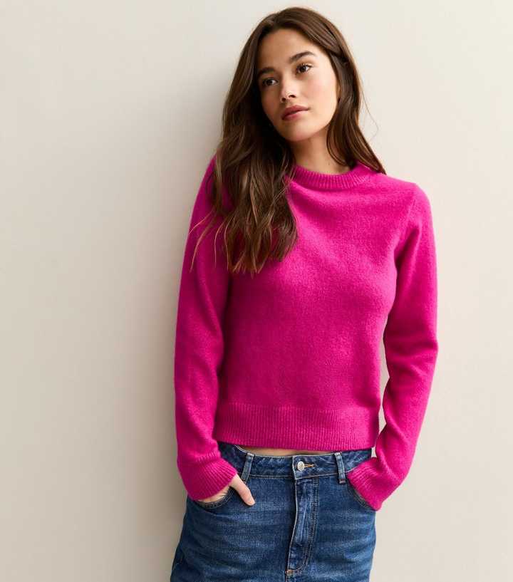 Dark Pink Crew Neck Jumper